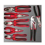 Juego de pinzas bimaterial con bandeja laminada, 7 piezas Urrea CH212L