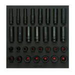 Juego de dados de impacto cortos y largos métricos cuadro de 1/2", 30 piezas Urrea CH219