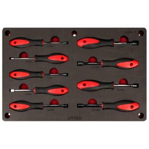 Juego de destornilladores mango bimaterial de caja combinados, 9 piezas Urrea CH275P