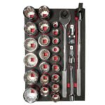 Juego de dados cortos y accesorios cuadro 3/4" en pulgadas, 27 piezas Urrea CH301