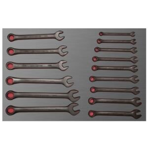 Juego de llaves combinadas fosfatizadas métricas, 12 puntas, 15 piezas Urrea CH306L