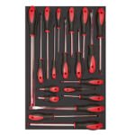 Juego de destornilladores mango bimaterial varias puntas bandeja laminada, 19 piezas Urrea CH307