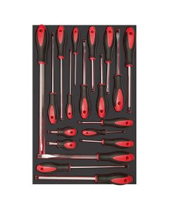 Juego de destornilladores mango bimaterial varias puntas bandeja laminada, 19 piezas Urrea CH307