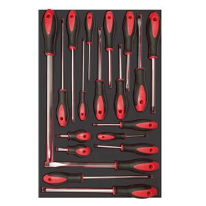 Juego de destornilladores mango bimaterial varias puntas bandeja laminada, 19 piezas Urrea CH307