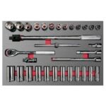 Juego de dados cortos y largos y accesorios de 1/2" en pulgadas, 32 piezas Urrea CH310L