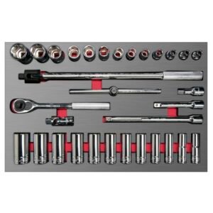 Juego de dados cortos y largos y accesorios de 1/2" en pulgadas, 32 piezas Urrea CH310L