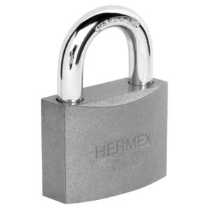 Candado de hierro 63 mm, gancho corto en blíster, HERMEX
