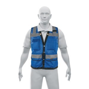 Chaleco seguridad reforzado azul con bolsas, M, EXPERT