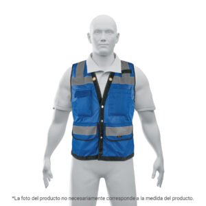 Chaleco seguridad reforzado azul con bolsas, EG, EXPERT
