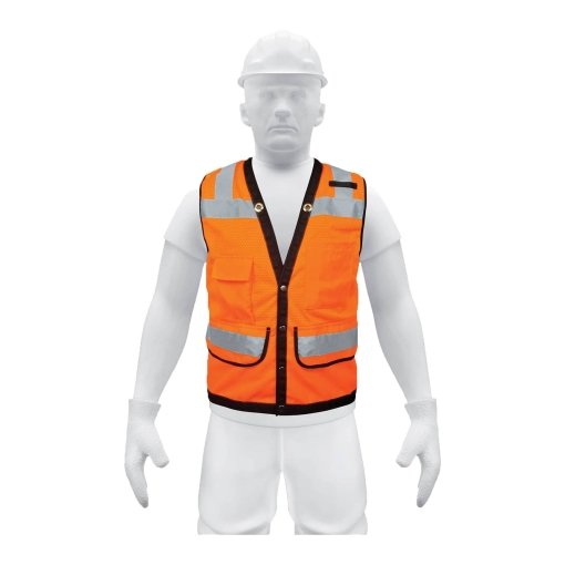 Chaleco de seguridad reforzado naranja con bolsas, talla G, alta visibilidad para trabajos al aire libre, clave 13480 - Expert