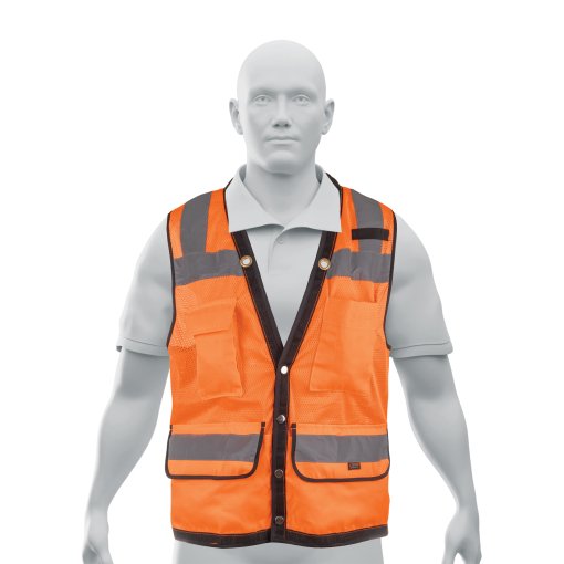 Chaleco de seguridad reforzado naranja con bolsas, talla M, diseño ergonómico para mayor comodidad, clave 13479 - Expert