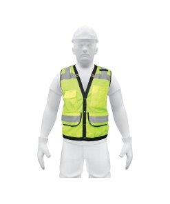 Chaleco de seguridad reforzado verde con bolsas, talla G, alta visibilidad para seguridad laboral, clave 13483 - Expert