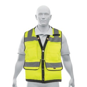 Chaleco seguridad reforzado amarillo con bolsas, M, EXPERT