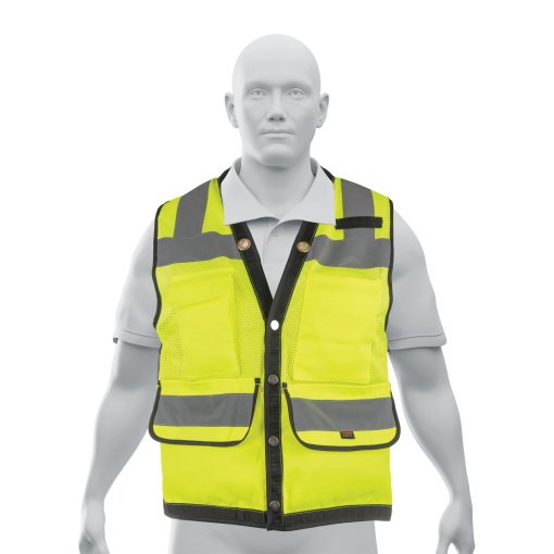 Chaleco de seguridad reforzado verde con bolsas, talla M, protección profesional en entornos peligrosos, clave 13482 - Expert