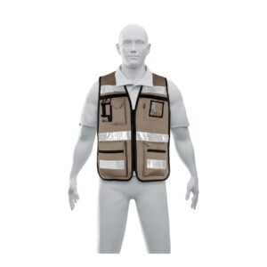 Chaleco brigadista con cintas reflejantes, color beige