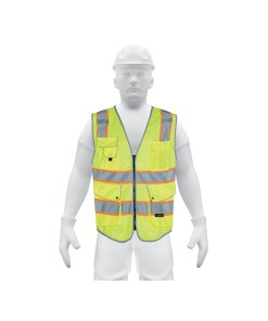 Chaleco de seguridad de alta visibilidad, verde, talla XG, ideal para condiciones de baja visibilidad, clave 102445 - Expert