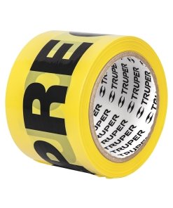 Rollo de 100 m cinta delimitadora Truper 'Precaución' - Tecnología de advertencia continua para áreas de trabajo que alerta sobre condiciones de riesgo potencial (Clave 12578)