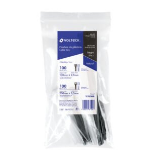 Bolsa con 200 cinchos plásticos negros y naturales, VOLTECK