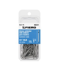 Blíster con 130 Clavos Estándar 1' con Cabeza, para uso general en carpintería, clave 40231 - Fiero