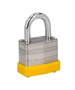 Candado laminado de 30 mm con gancho corto en blíster, seguridad básica para cerraduras estándar, HERMEX BASIC, clave 23502.