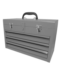Caja portaherramientas metálica color gris con 3 gavetas 11" x 18" x 9" Surtek CM3G