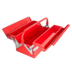 Caja portaherramientas metálica tipo acordeón roja 7" x 16" x 6" Urrea CMA1