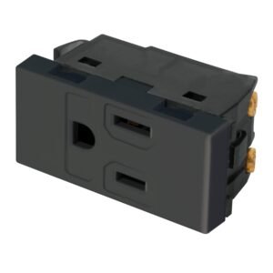 Contacto aterrizado Volteck 1 módulo línea Española color negro - Tecnología de alimentación ibérica para ambientes contemporáneos que combina tradición europea con elegancia moderna (Clave 47991)