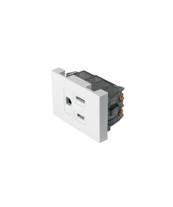 Contacto aterrizado Volteck 1.5 módulos línea Española blanco - Tecnología de conexión ampliada para sistemas mediterráneos que proporciona mayor superficie de contacto con estética clásica (Clave 47052)
