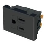 Contacto aterrizado Volteck 1.5 módulos línea Española negro - Tecnología de alimentación europea para diseños sofisticados que maximiza funcionalidad manteniendo elegancia minimalista (Clave 47992)