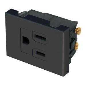 Contacto aterrizado Volteck 1.5 módulos línea Española negro - Tecnología de alimentación europea para diseños sofisticados que maximiza funcionalidad manteniendo elegancia minimalista (Clave 47992)