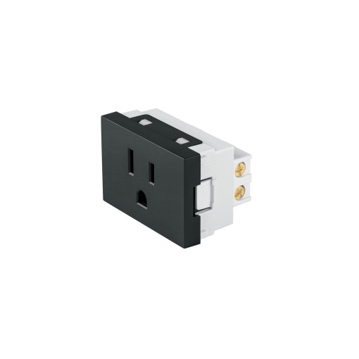 Contacto aterrizado Volteck negro de 1.5 módulos línea Lisboa - Tecnología de alimentación ampliada para ambientes sofisticados que maximiza seguridad sin sacrificar estética minimalista (Clave 47881)