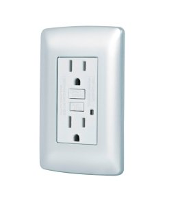Contacto GFCI Volteck Italiana Plata - Acabado Premium con Protección Eléctrica para Ambientes Exclusivos (Clave 49807)