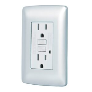 Contacto GFCI Volteck Italiana Plata - Acabado Premium con Protección Eléctrica para Ambientes Exclusivos (Clave 49807)