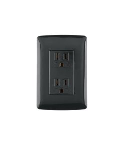 Contacto Dúplex Volteck Italiana Negro Aterrizado - Estilo Moderno para Diseños Contemporáneos que Destaca en la Decoración (Clave 47588)