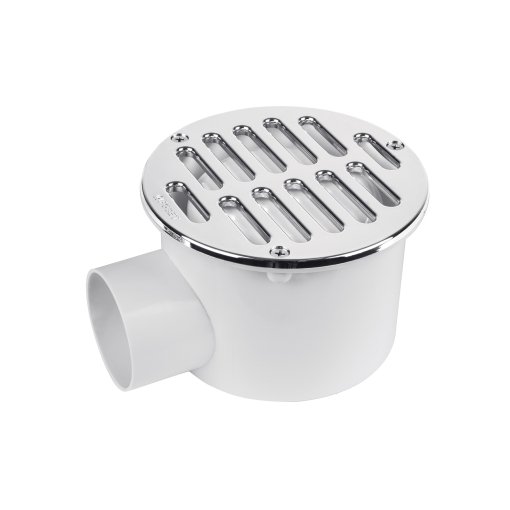 Coladera 5' salida lateral, ABS, rejilla cromada 3 tornillos