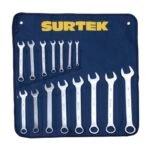 Juego de llaves combinadas satinadas métricas, 12 puntas, 15 piezas Surtek COM16M