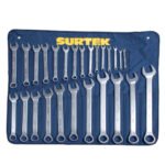 Juego de llaves combinadas satinadas métricas, 12 puntas, 26 piezas Surtek COM27M