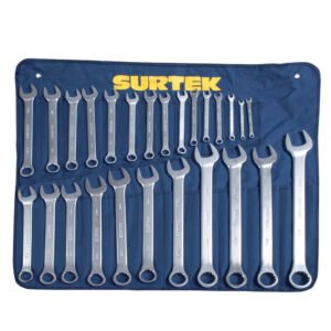 Juego de llaves combinadas satinadas métricas, 12 puntas, 26 piezas Surtek COM27M
