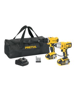 Combo rotomartillo/destornillador impacto, 20V, versátil y potente para proyectos de construcción, PRETUL clave 29020