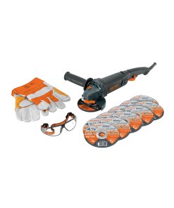 Combo Esmeriladora 4-1/2", 950W, incluye discos, lentes y guantes, ideal para trabajos industriales, clave 101456 - Expert