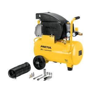 Kit Compresor lub, 20L, manguera y accesorios, 127V, PRETUL