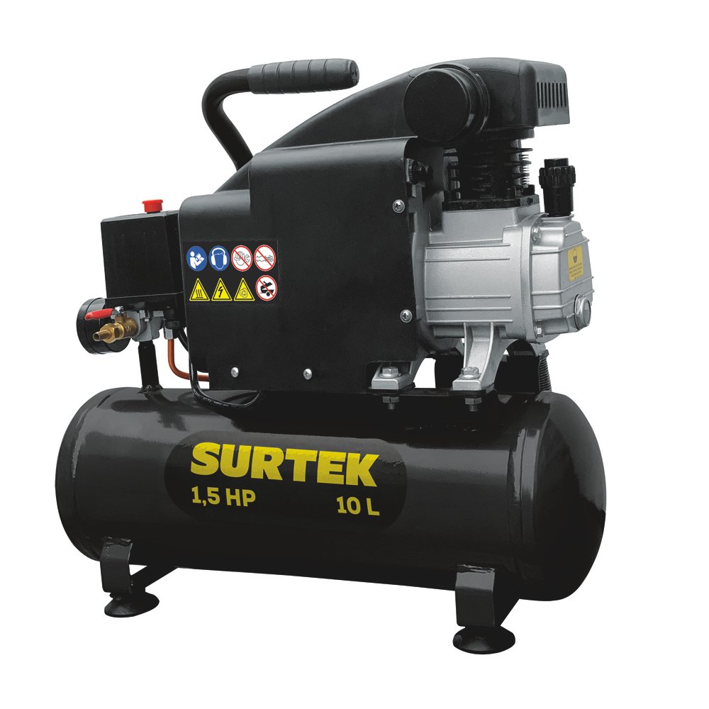Compresor de aire eléctrico lubricado 10 Lt 1.5 HP 127 V Surtek COMP410