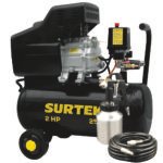 Compresor de aire eléctrico lubricado con pistola y manguera 25 Lt 2 HP 127 V Surtek COMP425K