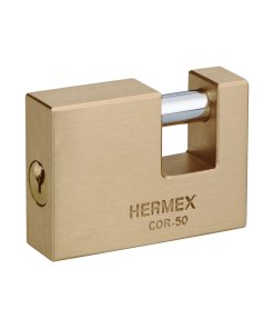 Candado Antipalanca, 50mm, Cuerpo de Latón, Llave Tradicional, Alta Resistencia para Seguridad Eficiente, Marca Hermex, Clave 43355