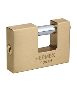 Candado Antipalanca, 65mm, Cuerpo de Latón, Llave Tradicional, Alta Durabilidad para Protección Fuerta, Marca Hermex, Clave 43356
