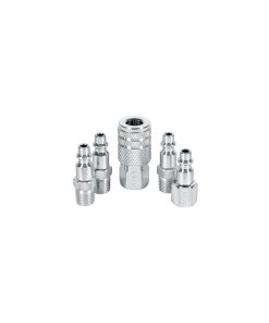 Juego de 4 conectores rápidos y 1 cople, de acero, opciones resistentes para conexiones rápidas, PRETUL, clave 27021.