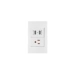 Placa armada 1contacto, 2puertos USB, 1.5mod,Española,blanco