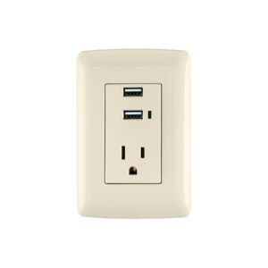 Contacto aterrizado + 2 puertos USB, marfil, línea Italiana