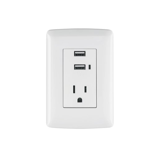 Contacto aterrizado Volteck + 2 puertos USB blanco línea Italiana - Tecnología de conectividad dual para entornos contemporáneos que integra soluciones eléctricas y digitales en diseño europeo (Clave 48065)