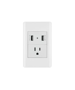 Placa Armada Volteck Lisboa Contacto + 2 USB 1.5 Módulos Blanco - Tecnología de Carga Integrada para Hogares Inteligentes (Clave 47971)